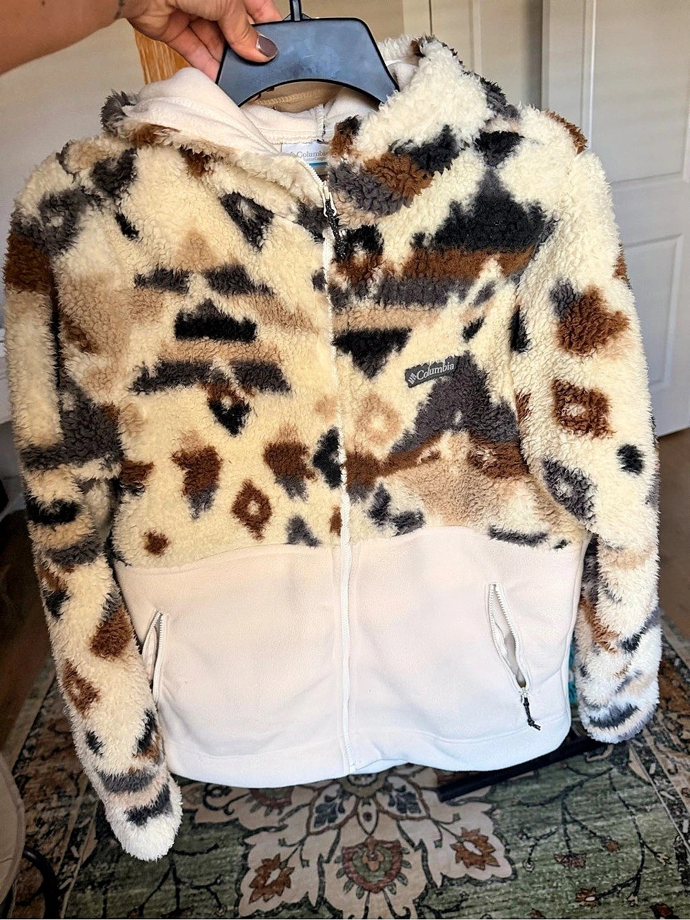 Women’s Columbia Sherpa Fleece Jacket Cream, Brown and Navy Size Large